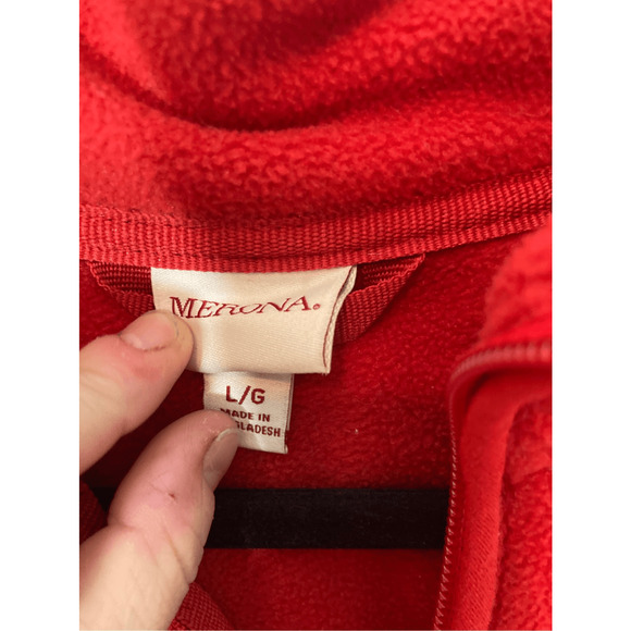 Merona Red Large Cabincore Hiking Gorp Women's Fleece Full Zip Jacket - Picture 3 of 4